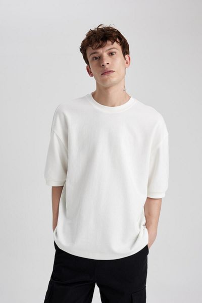 DeFacto Μπλουζάκι Heavy Fabric Crew Neck Loose Fit - B4844ax23wn