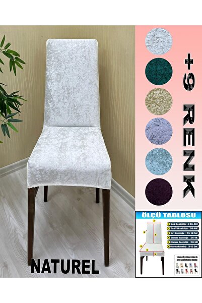 KILIFSAN 6 Adet Parlak Kadife Kumaş Sandalye Kılıfı Yıkanabilir Likralı Esnek...