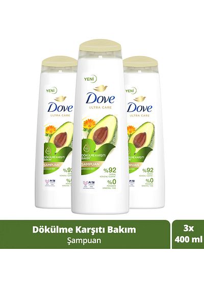 Dove Ultra Care Avocado Essence 400 ml X3 Pieces - Anti-Shedding Hair Care Shampoo