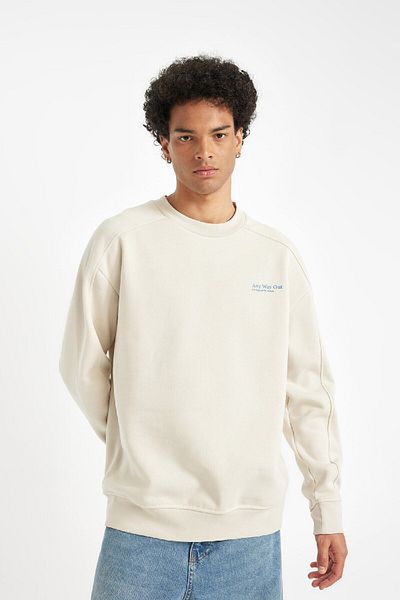 DeFacto Φούτερ με στάμπα Crew Neck Boxy Fit Back - C7046AX24AU