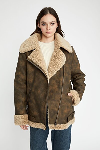 DeFacto Nepremokavý kabát Relax Fit - umelá kožušina a semišová koža A1303ax23wn