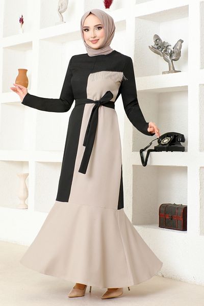 ModaMerve Rochie cu curea ASM2692 Neagra