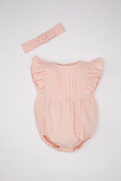 DeFacto 2-teiliges Leinen-Set für Neugeborene – ärmelloser Strampler und Bandana C5096a524sm