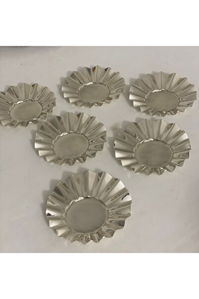 Elzemm store 6 أطباق شاي مطلية بالفضة - تصميم حديث