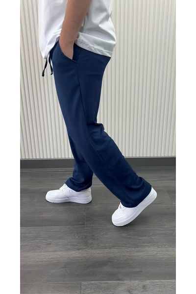 NO 601 Navy Blue Men's Summer Trousers - Relaxed Fit, Wrapped Fabric