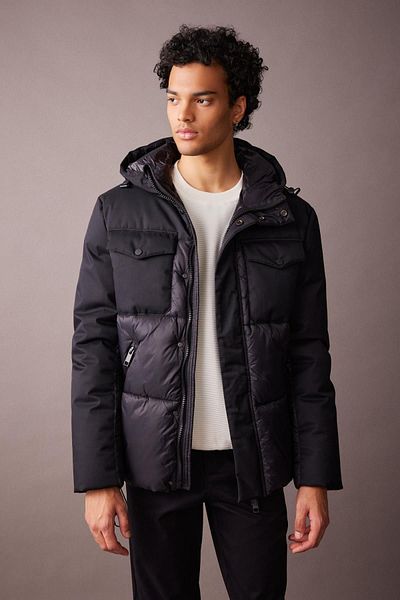 DeFacto Voděodolná bunda Slim Fit Puffer – s kapucí a zipem, kapsová A3239Ax23Wn