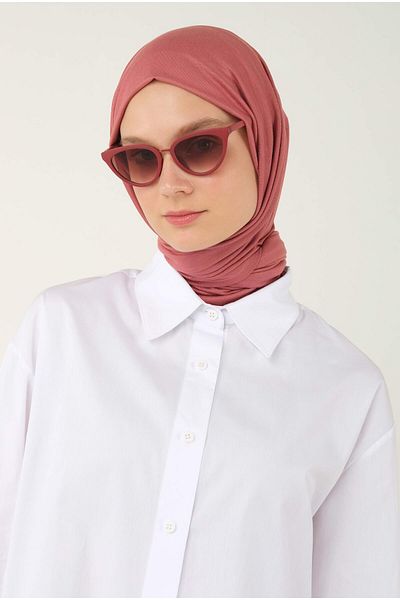 HEQA شال قطني ممشط باللون الوردي المغبر