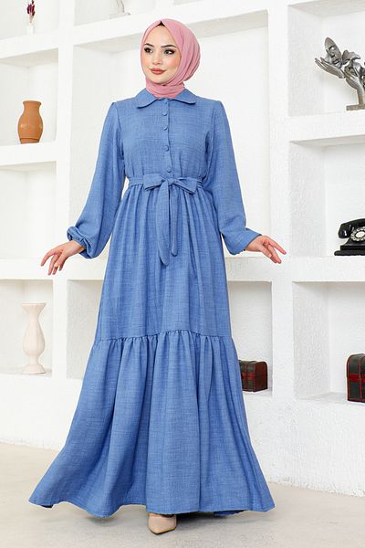 ModaMerve Φόρεμα Indigo Belted - HBS3025