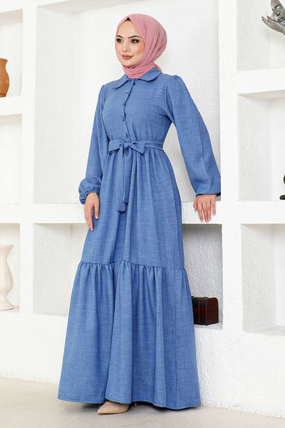 ModaMerve Φόρεμα Indigo Belted - HBS3025