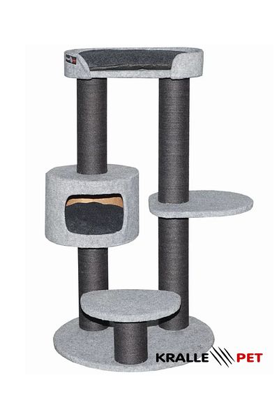 Pawita Thick Felt Cat Scratching with Mixed Color Slots, Steps and Basket 110 cm Thick Rope 1050-K