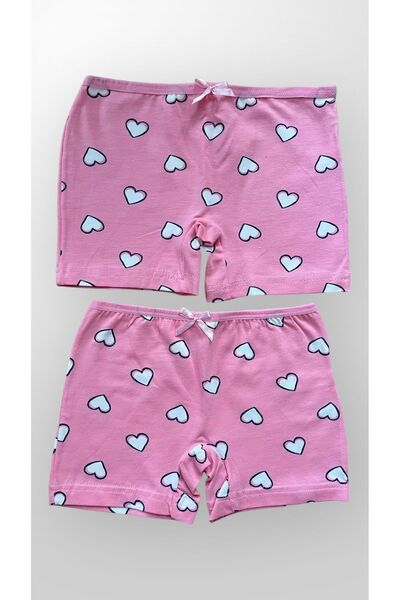 elmas kids Girl's 100% Cotton Heart Patterned 2-Piece Boxer