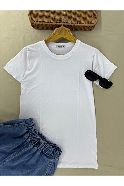 skycott Γυναικείο μπλουζάκι με λαιμόκοψη από λευκό βισκόζη - κοντό μανίκι