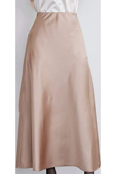 Lerix mod Bej saten uzun etek