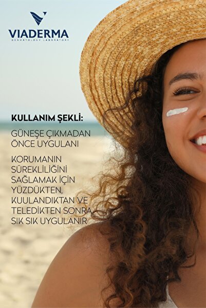 Viaderma Hassas Ciltler için Parfümsüz SPF 50+ Yüksek Koruma Güneş Kremi 100 ml, Suya Dayanıklı