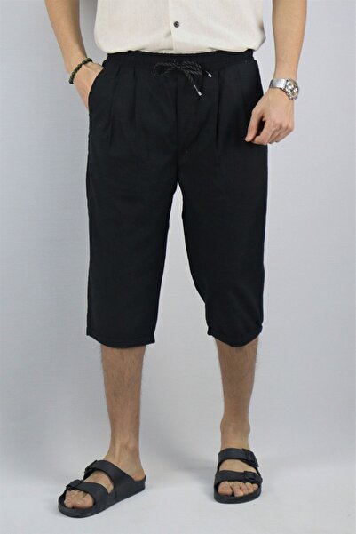 inpool Men's Long Shorts with Pleat Detail and Waist Laces
