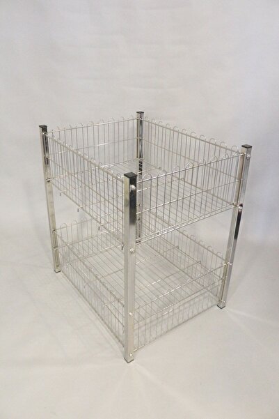 Acar Raf Profil Ayaklı Sepet Çift Katlı Tel Sepet 60x80 Cm