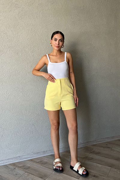 Seda Yalçın Atelier Mini Shorts - Yellow Collet Detailed
