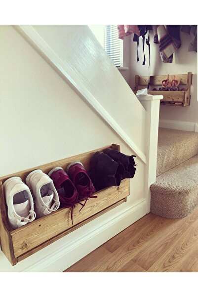 Master Hands Ahşap Ayakkabılık, Ayakkabı Rafı , Uzunluk 80 Cm, Duvar Tipi Aya...