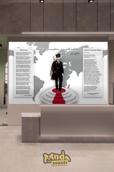 PANDA SOKAĞI Σχολικές αφίσες Atatürk Corner Foil Printing Εύκολη εφαρμογή Ποιότητα Hd