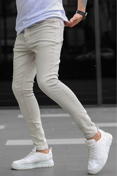 Madmext Hellbeige Slim Fit-Hose aus Canvas für Herren