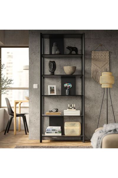 IKEA açık raf ünitesi, siyah, 80x195 cm Genişlik: 80 cm Derinlik: 40 cm Yükseklik: 195 cm