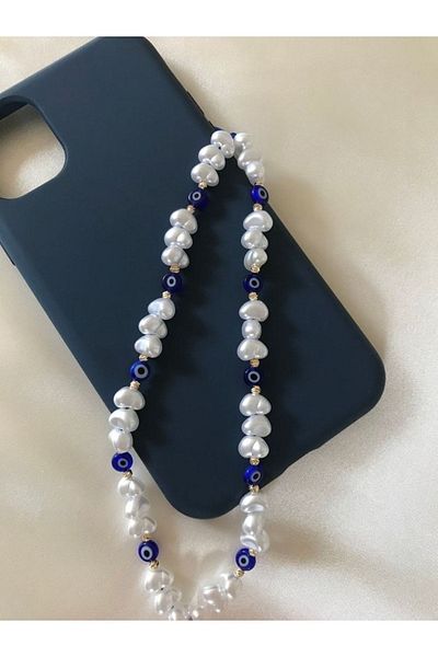 Stoneday Blue Evil Eye Beaded Trapezoid Pearl Phone Accessory Charm
