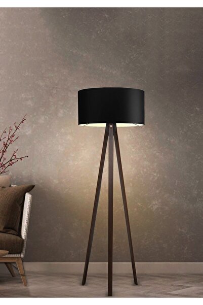 HOMİNG Tripod Siyah Rengi Başlıklı Ceviz Ayak Dekoratif Lambader