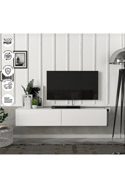 joy mob TV ÜNİTESİ TV SEHPASI TV ALT SEHPASI MDF 140 CM PARLAK BEYAZ