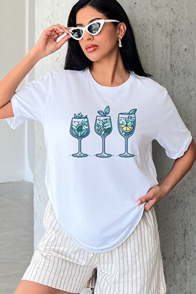 Blah Design de inteligență alb imprimat cu trei pahare - Tricou ecologic pent...