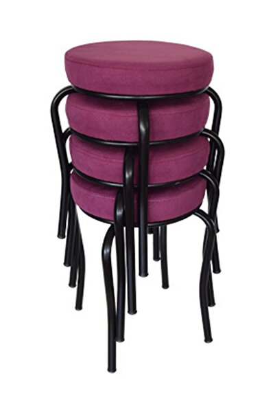 Ankhira Tabure (4 ADET) (MONTELİ GÖNDERİM) Siyah Ayaklı, Taytüyü Kumaş, Metal Ahtapot