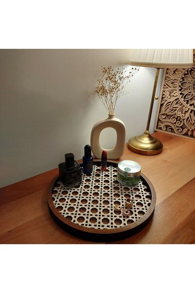 Pera Hazeran Tasarımlı Mahogany Renk Ahşap Oval Tepsi