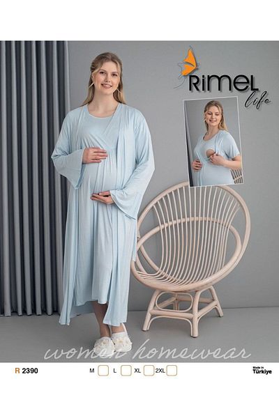 Reyhanlar Set cămașă de noapte și halat de maternitate Rimellife 2390