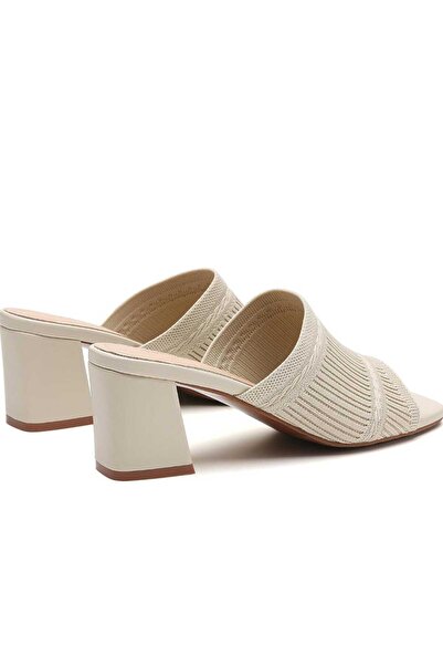 B BİLMEZLER Patterned Short Heeled Knitwear Slippers