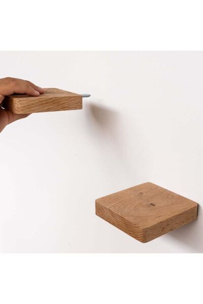 Master Hands 2'li Kayın Ahşap Bitki Rafı,15x15 Cm Duvar Dekoru, Küçük Raf, Du...