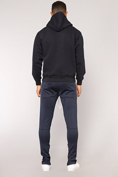 DEEPSENCE Ανδρικό χειμωνιάτικο μαύρο φούτερ - Παλαιστινιακό στάμπα, κουκούλα