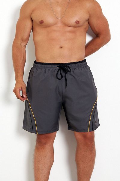 Enrico Ferry Medium Gray Men's Swim Shorts - Pockets, Rubber Waist, Quick Dry, Large Size EDY2518B-OG