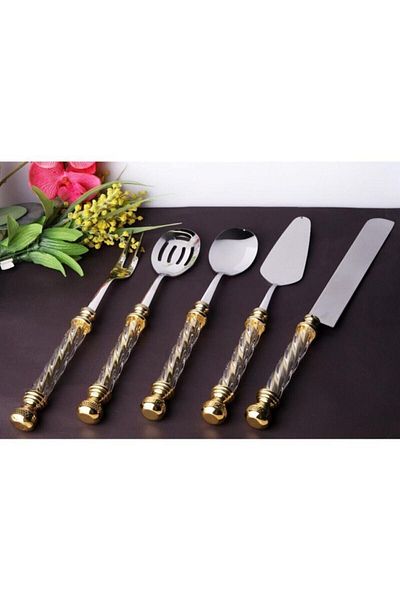 ROY KING Royking Eym005 Set of 5 Gold Glass Servingware