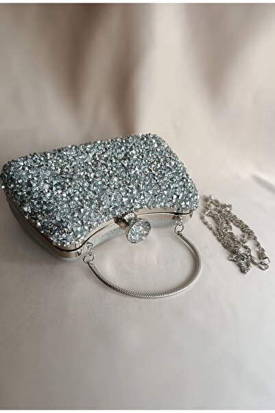 Gül Karatekin Portofoliu de rochie de seară și geantă clutch pentru femei cu pietre mari de cristal real - Invitație specială pentru ocazii