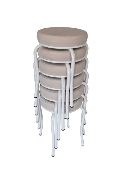 Ankhira Tabure (6 ADET) (MONTELİ GÖNDERİM) Beyaz Ayaklı, Taytüyü Kumaş, Metal...