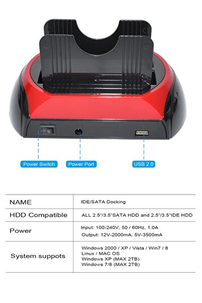 TechTic Harici Usb 3.0 Docking Combo Kart Okuyucu 2.5 / 3.5 Ide Sata Hdd Station