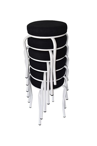 Ankhira Tabure (6 ADET) (MONTELİ GÖNDERİM) Beyaz Ayaklı, Taytüyü Kumaş, Metal...