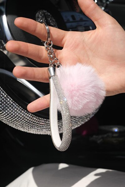 TASARIM ARABAM ATİKE ELİF AKIN سلسلة مفاتيح Silver Angel Tiny Pompom - اختيارية