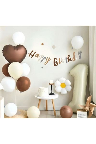 asöy 1 year old Birthday balloon set Sea sand balloon Number Balloon Heart Foil Balloon Chocolate coffee balloon