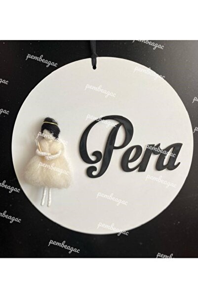 Pembe Ağaç Tasarım Atölyesi Keçe Bebek Süsleme Konsept Tasarım Isme Özel Kapı Süsü - Dış Kapısüsü - Çelik Kapı Süsü