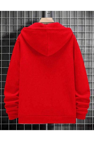 CAST COLLECTİON Red Men's Oversize Zippered Printed Jacket