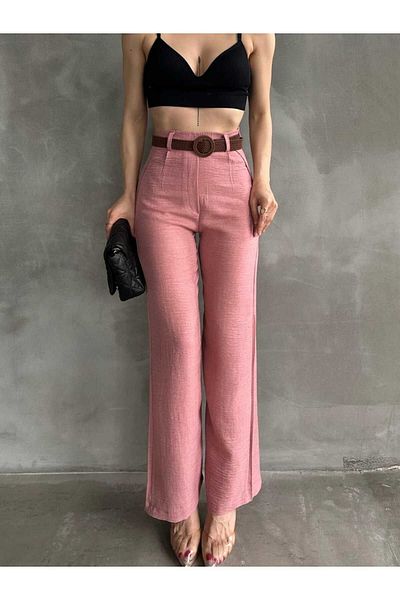 DENİKK DF1103 Pantaloni de in trend de vară pentru femei cu centură în talie
