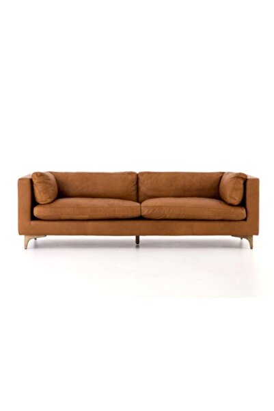 Hanel Mobilya Kahverengi Suni Deri Modern Kanepe