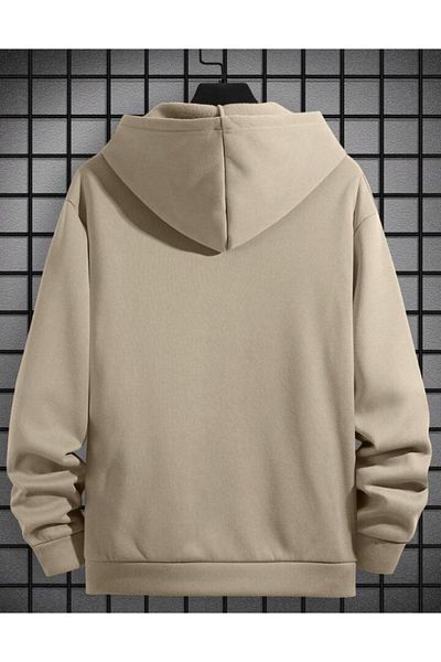 CAST COLLECTİON Ανδρικό μπουφάν με φερμουάρ Oversize Cream La Printed