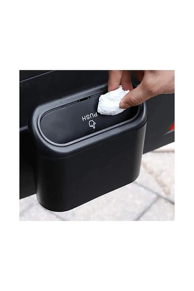 sogex Portable Car Trash Can - Portable Lid Organizer Push Bucket