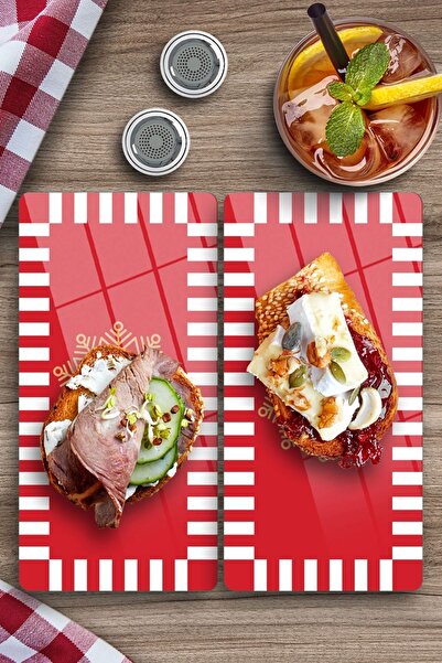 Decovetro مجموعة من طاولة تقديم أدوات المائدة الزجاجية باللونين البني والأحمر والأبيض - 30x15 سم